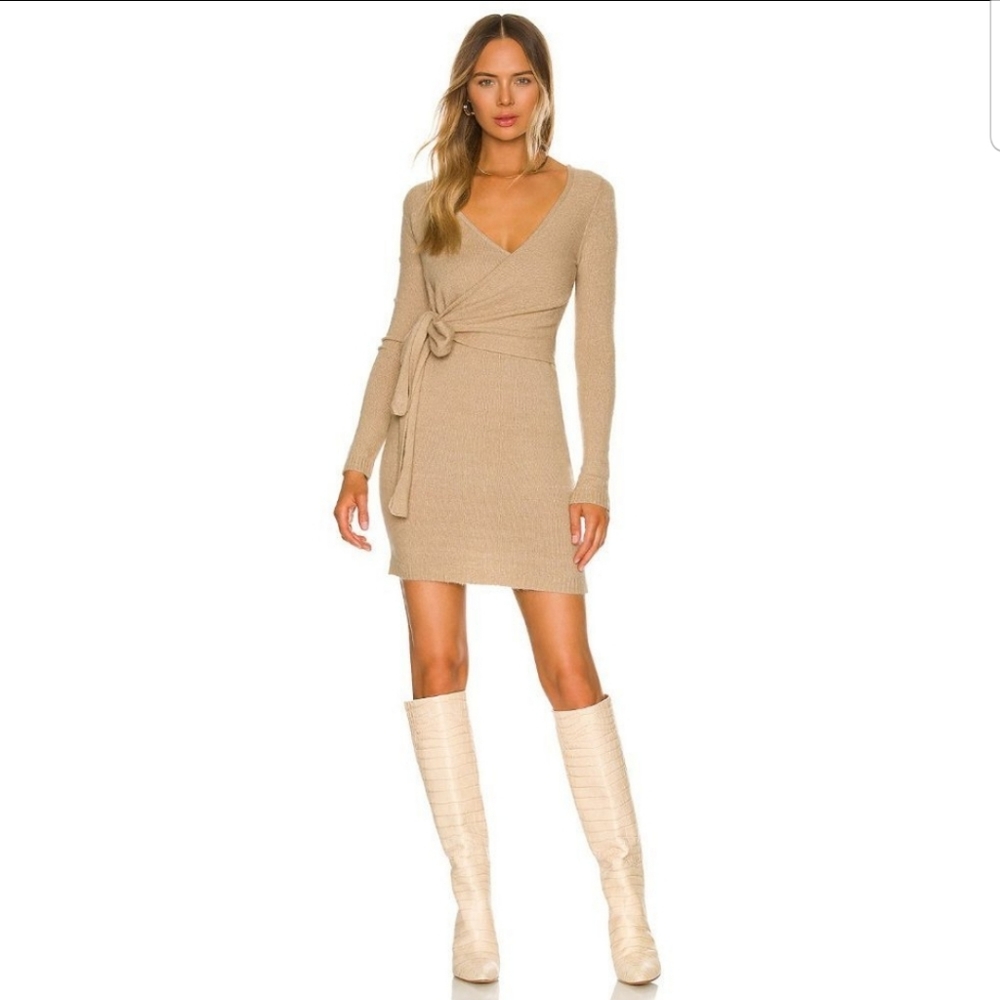 LPA Sean Wrap Dress in Oatmeal, Size Small